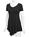 MBJ WT638 Short Sleeve Shirts for Womens Tops Casual V-Neck Summer Clothes Asymmetrical Tunic Blouses XXL Black