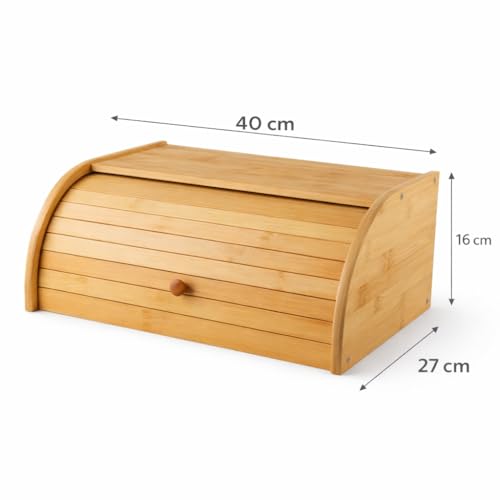 Porta Pão de Bambu Tampa Retrátil 40x27x16 cm Organizador para Bancada Armazena Pães e Bolos Abertura Deslizante Compacta Estrutura Natural Resistente para Cozinha e Mesa Posta