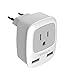 European Travel Plug Adapter, TESSAN International Power Plug with 2 USB, Outlet Adaptor Charger for US to Most of Europe EU Spain Iceland Italy France Germany(Type C) primary