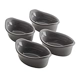 Rachael Ray 47864 4-Piece Set Stoneware Ramekins, Dipping Cups, Gray