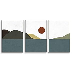 3 Piece Framed Canvas Wall Art Abstract Mountain Canvas Prints Home Artwork Decoration for Living Room,Bedroom - 16"x24"x3 Panels