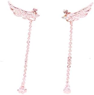 Wings Ear Ring Jacket Fashion Stud Earrings Front Back Double Used (Rose Gold Wings)