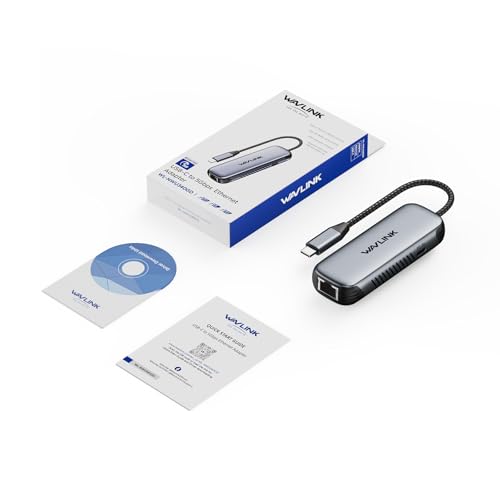 WAVLINK USB C to Ethernet Adapter with 95W PD, Gigabit 5Gbps Ethernet to USB C RJ45 Adapter Compatible with Laptop, Win 10/11, Mac OS 11 or later, Linux.