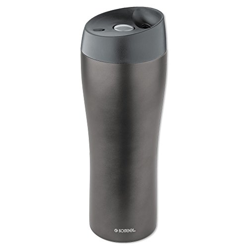 Isosteel VA-9581QAT 14 liq. oz Stainless Steel Double-Walled Vacuum Drinking Mug Color Coated Titanium-Gray