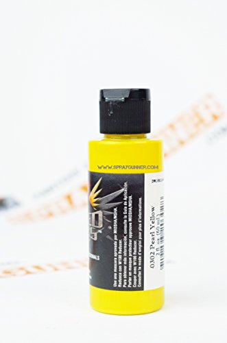 Createx Wicked Colors W302 Pearl Yellow 2oz. water-based universal airbrush paint. by SprayGunner