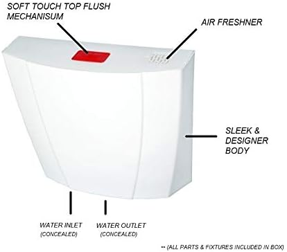 AAI Plastic Standard Size Sleek and Modern Design LACI TOP Flush Cistern 10 L with AIR FRESHENER Storage (Water Inlet and Outlet Concealed, White)
