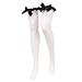 Black Bow Thigh-High White Opaque Halloween Adult Women's Cosplay Costume Tights