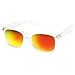Flat Matte Reflective Flash Color Lens Large Horn Rimmed Style Sunglasses - UV400 (Frost Fire)