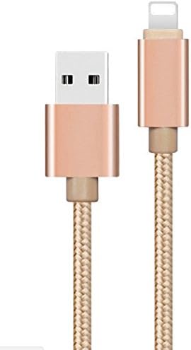 Lightning Cable, 3 FT Nylon Braided Soft Copper Tangle-Free Cord Lightning Cable Certified to USB iPhone Charger for iPhone 7/7 Plus/6S/6 Plus, SE/5S/5, iPad, iPod Nano 7 (Gold)