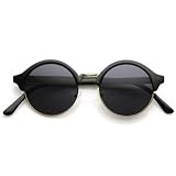 zeroUV - Vintage Inspired Classic Half Frame Semi-Rimless Round Circle Sunglasses