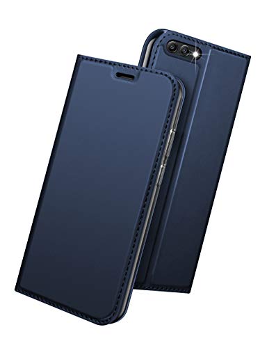 Huawei Honor View 10 Case KumWum Leather Slim Shockproof Inner Stand Function Card Slot Magnetic Closure Flip Cover for Honor View 10 (Honor View 10, Blue)