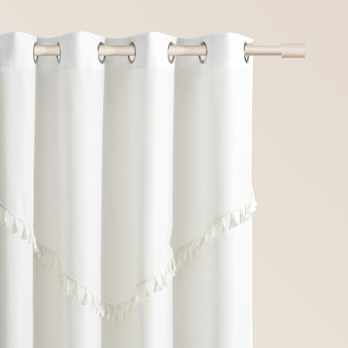 ROOM99 Chloe Curtain with Silver Eyelets 140 x 280 cm Width x Height Sliding Curtains Modern Curtain Living Room Bedroom Ecru, 1 Piece