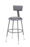 National Public Seating 6418HB  Grey Steel Stool with Vinyl Upholstered Seat Adjustable and Backrest, 19