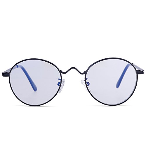 Dollger Lennon Style Vintage Circle Hippie Sunglasses with Polarized Lens (Clear Lens+Black Frame, Premium Polarized Lens)