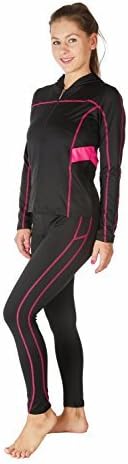 VERSCOS Women's Stretch 3 Pieces Compression Sets Jacket Tank Top Pant Leggings 5109 Medium Plum Red