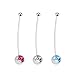 BodyJ4You Pregnant Belly Ring Crystal Set of 3 Flexible Belly