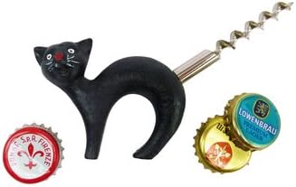 Belle The Black Cat Bear & whine bottle Opener Sculpture (The Digital Angel)