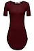 Meaneor Women's Side-Slit Short Sleeve Round Neck Tunic Top Wine Red S