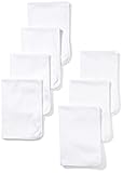 Moon and Back Baby Set of 7 Organic Burp Cloths, White Cloud, One Size