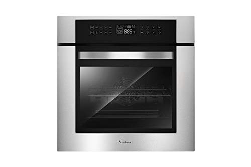 Empava 24" Electric Convection Single Wall Oven 10 Cooking Functions Deluxe 360° ROTISSERIE with Sensitive Touch Control in Stainless Steel, 24 Inch