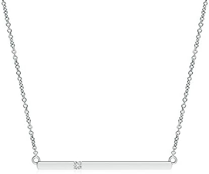 Prong Set Lab Grown Diamond Bar Pendant Necklace in 14k Solid Gold | April Birthstone Jewelry, Wedding, Valentine, Birthday, Anniversary, Christmas Gift For Women