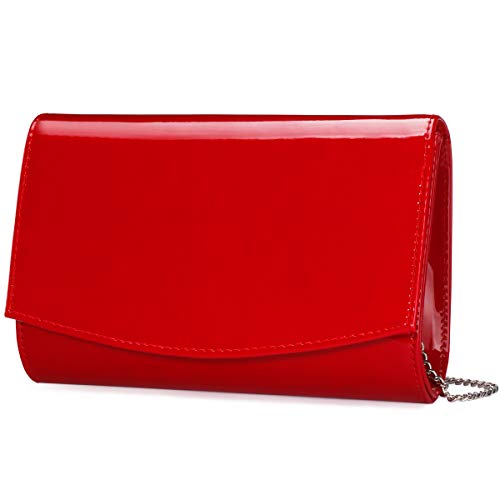 red patent leather clutch purse