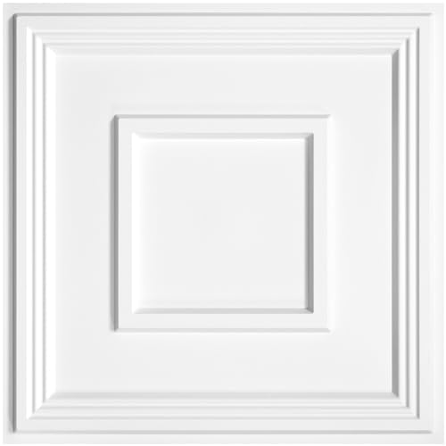 STICKGOO PVC Ceiling Tiles, 2'x2' Glue Up Ceiling Panel White to Prevent Breakage Cover 48 Sq. Ft, Pack of 12 Tiles