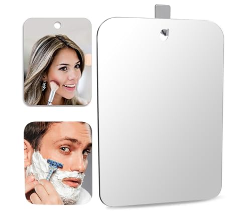 DFLLLO Miroir de Douche Miroir de Rasage Miroir pour Douche Antibuée, Miroir de Rasage sans buée, Miroir de Maquillage,Miroir de Douche sans Cadre,Miroir Suspendu Mural, Miroir deVoyage (11inX7.8in)