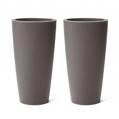 Step2 Tremont Tall Round Tapered Planter 2-Pack, 28 in Resin Planters, Self-Wat…