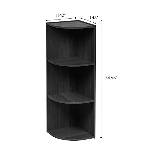 IRIS USA 3 Tier Small Corner Bookcase Storage Cubby Shelf, Bookshelf