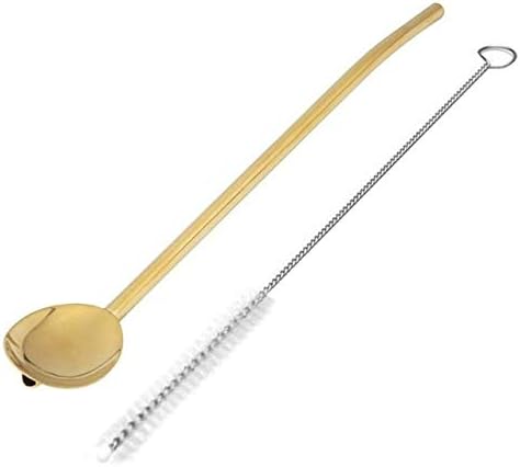 Creative Reusable Drinking Straws Spoon Stainless Steel Drinking Straw Cocktail Stirring Spoon Bar Tools with Cleaning Brush - 05
