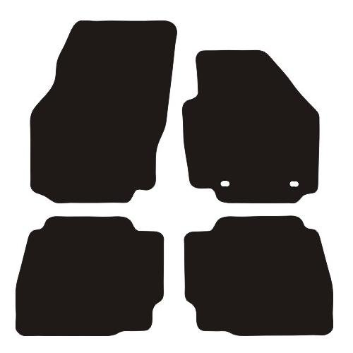 J.R. Tailor Fit Car Mat Set, Standard Black with Black and Yellow Striped Trim