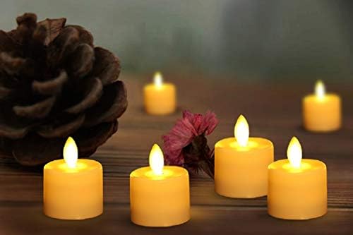 Flameless LED Tea Light Realistic Candles, Battery Operated Warm White Flicking Pillar Bluk Candle with Dancing Flame for Wedding, Christmas or Birthday Party(Set of 6) DUNCHATY