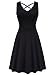 VOBCTY Women's Casual Sleeveless Cotton Sundress Criss Cross Back Flare A-line Dress (Black, Large)