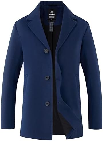 wantdo Men's Wool Melton Walking Coat Windproof Jacket Overcoat