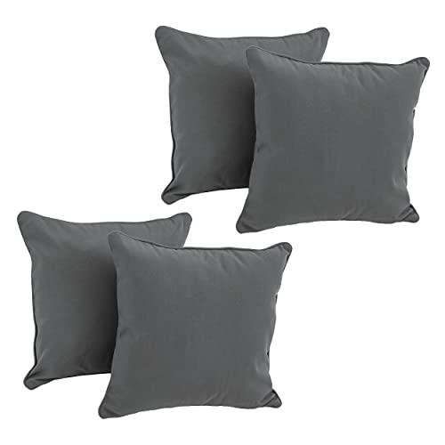 18-Inch Double-Corded Solid Twill Square Throw Pillows With Inserts (Set Of 4)  9810-Cd-S4-Tw-Gy