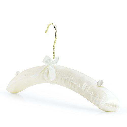HANGERWORLD 17inch Ivory Satin Padded Cushioned Top Clothes Garment Wedding Bridal Coat Hanger with  - coolthings.us