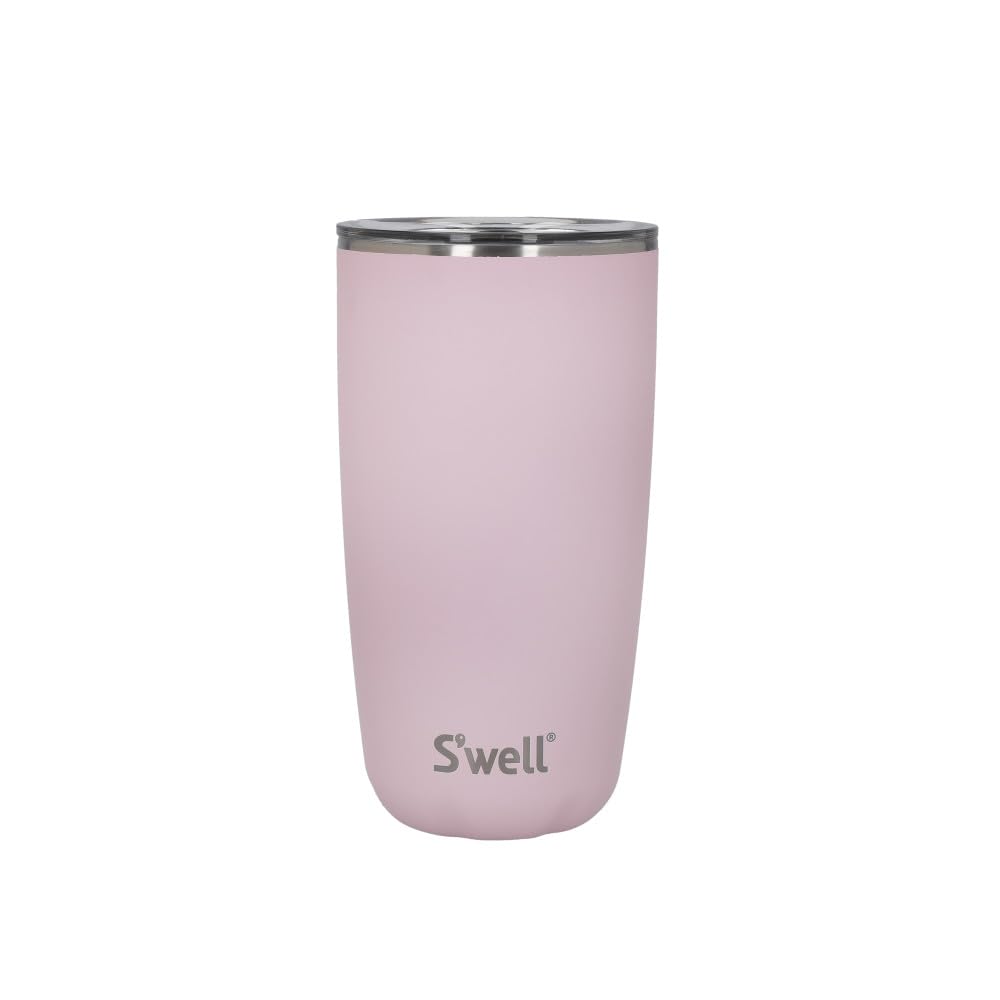 S'well Tumbler with Lid, 530ml, Pink Topaz, Vacuum-Insulated Travel Cup with Pop-On Lid, for Hot and Cold Beverages, On-the-Go up to 12h Cold/4h Hot — image 1