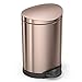 simplehuman 6 Liter / 1.6 Gallon Semi-Round Bathroom Step Trash Can, Rose Gold Stainless Steel primary