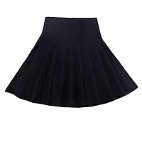Gooket Girls High Waist Knitted Flared Pleated Skater Skirt Casual Mini Skirt Navy Blue Tag 160 (11-12 Years)