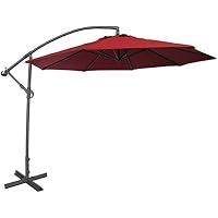 Sale Abba Patio 10 Feet Offset Cantilever Umbrella Outdoor Hanging Patio Umbrella Red Multi Brown Wicker