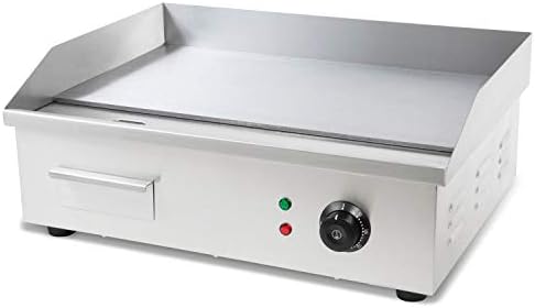 vertes 3000 W Plancha électrique professionnelle, lissé (Température jusqu'à 300 °C, Collecteur de graisse, Surface en fonte de 55 x 35 cm, Pieds en caoutchouc antidérapants)