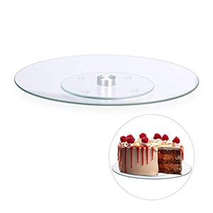 Relaxdays Taartplaat, 360 graden draaibaar, diameter 30 cm, voor serveren en decoreren, cake, rond draaibord, glas…
