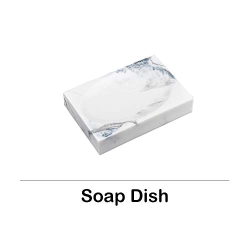 Jung Ford 5-Piece Bathroom Counter Top Accessory Set - Dispenser for Liquid Soap or Lotion, Soap Dish, Toothbrush Holder and 2 Tumblers, Marble Imitated Resin - Thumbnail 5