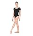 Adult Short Sleeve Dance Leotard,D5102BLKM,Black,Medium