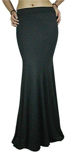 Light-Weight Stretchy Gothic Victorian Long Black Morticia Fishtail Vampire Bat Skirt. Size 18-20