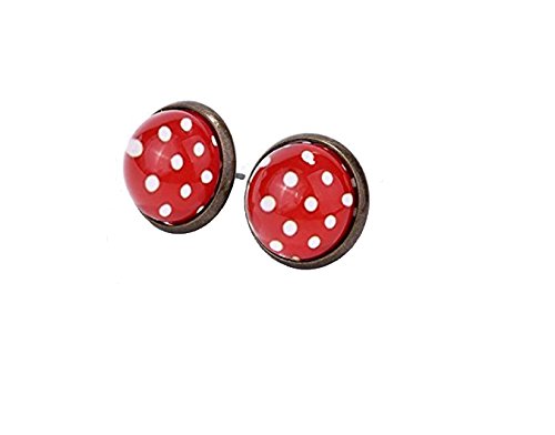 50's Costume Accessories Set Girl Vintage Dot Skirt Scarf Headband Earrings Cat Eye Glasses for Party Red