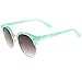 zeroUV - Womens Half-Frame Marble Finish Moon Cut Flat Lens Round Sunglasses