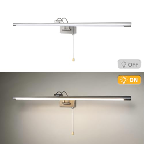 TYhogar LED Bathroom Mirror Lamp Nickel 90 cm 16 W 1820LM, Wall Sconce with Swivel Arm and Switch, Lighting for Cabinet and Vanity