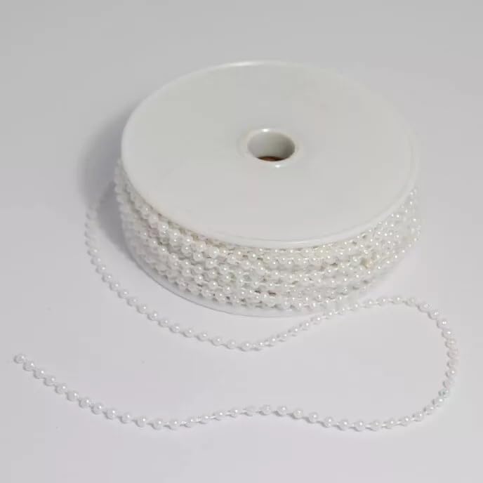 EliteKoopers 3mm Pearl Beads On String for Sewing, Cake Trim, Wedding Bridal Craft Trimming etc. (3mm White, 2 Meter) — image 1